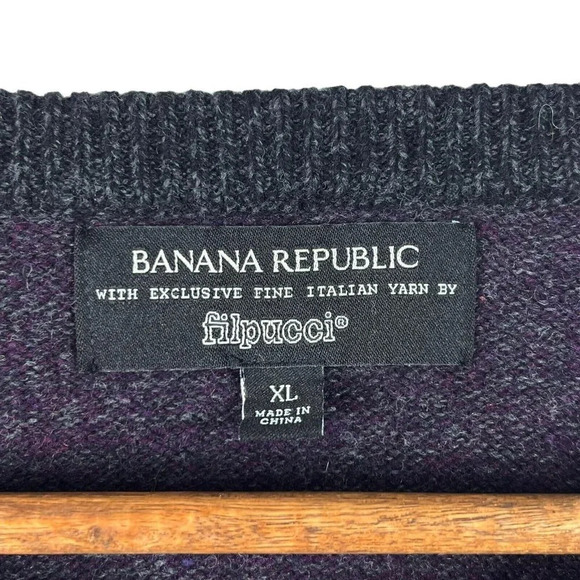 Banana Republic Filpucci Men's Size XL Wool Blend Pullover Sweater Purple & Gray - Picture 4 of 6